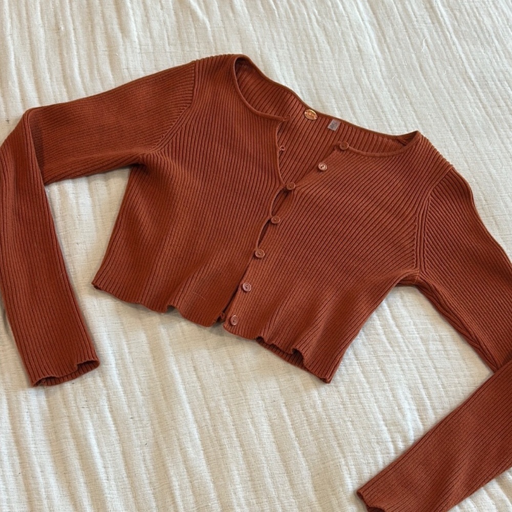 Free people burnt orange cropped sweater top